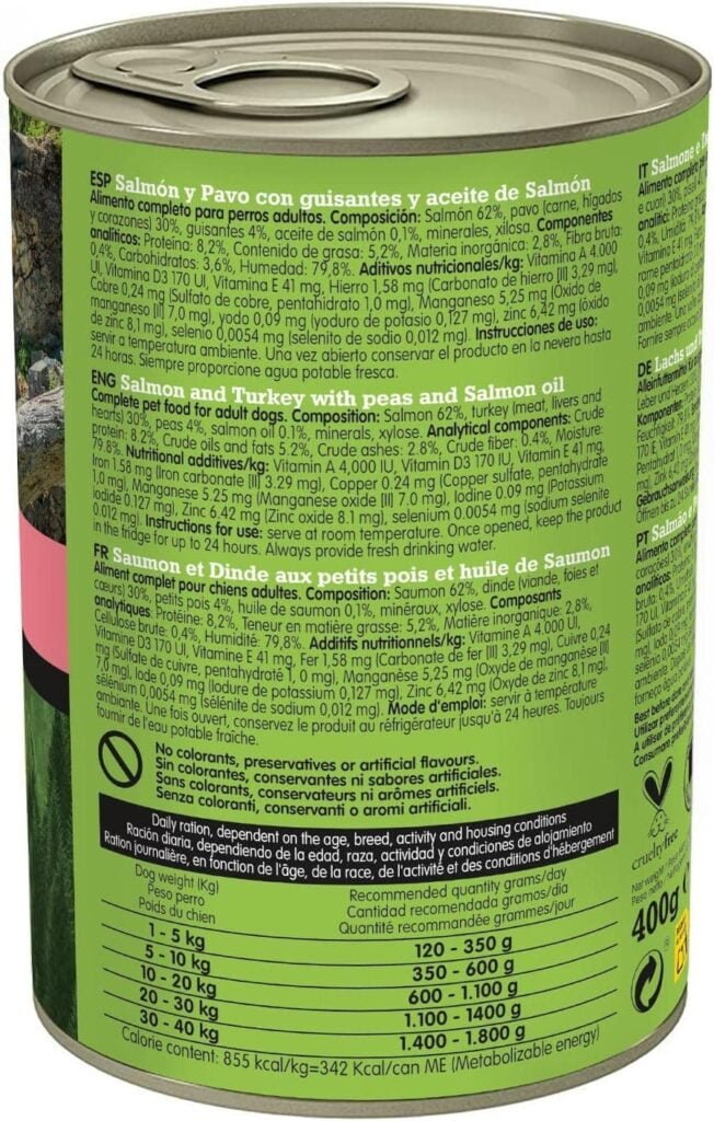 Arquivet Latas de Salmón y Pavo con Guisantes y Aceite de salmón -, 400 g (Paquete de 6)