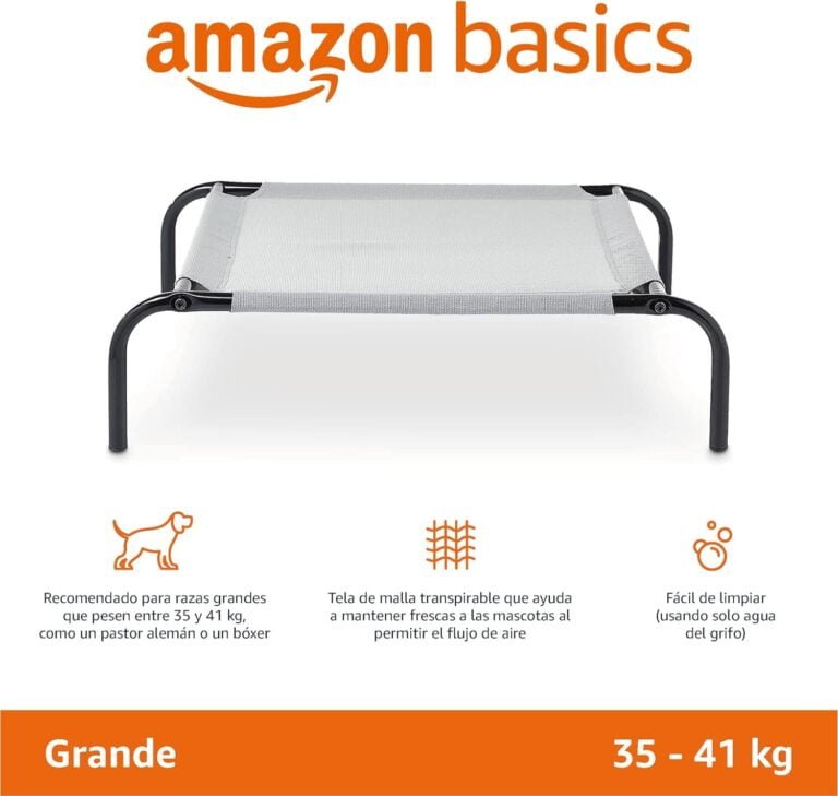 Amazon Basics - Perro Cama elevada refrescante para mascotas, Large, 130 x 80 x 19 cm (L x An x Al), Gris