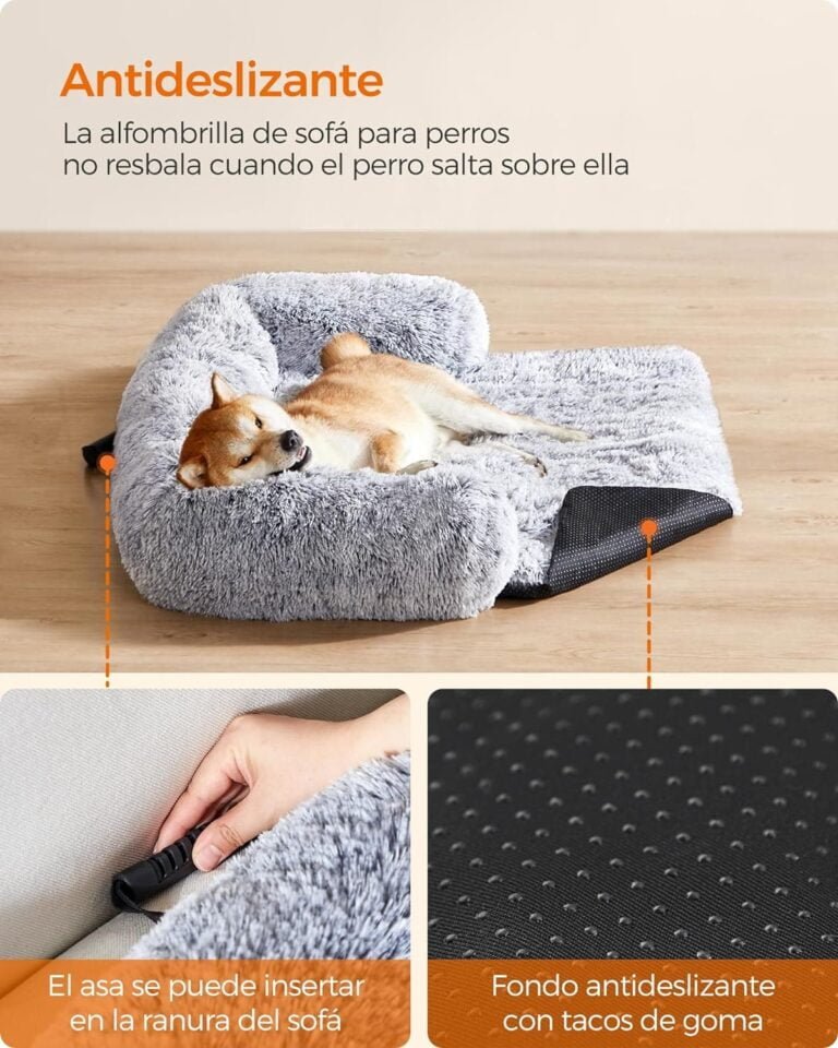 Feandrea FluffyHug Cama para Perros, Tela de Felpa, Alfombrilla, Funda Protectora para Sofá, Talla XL, para Perros Medianos y Grandes, 110 x 95 x 18 cm, Gris Ombré PGW223G01