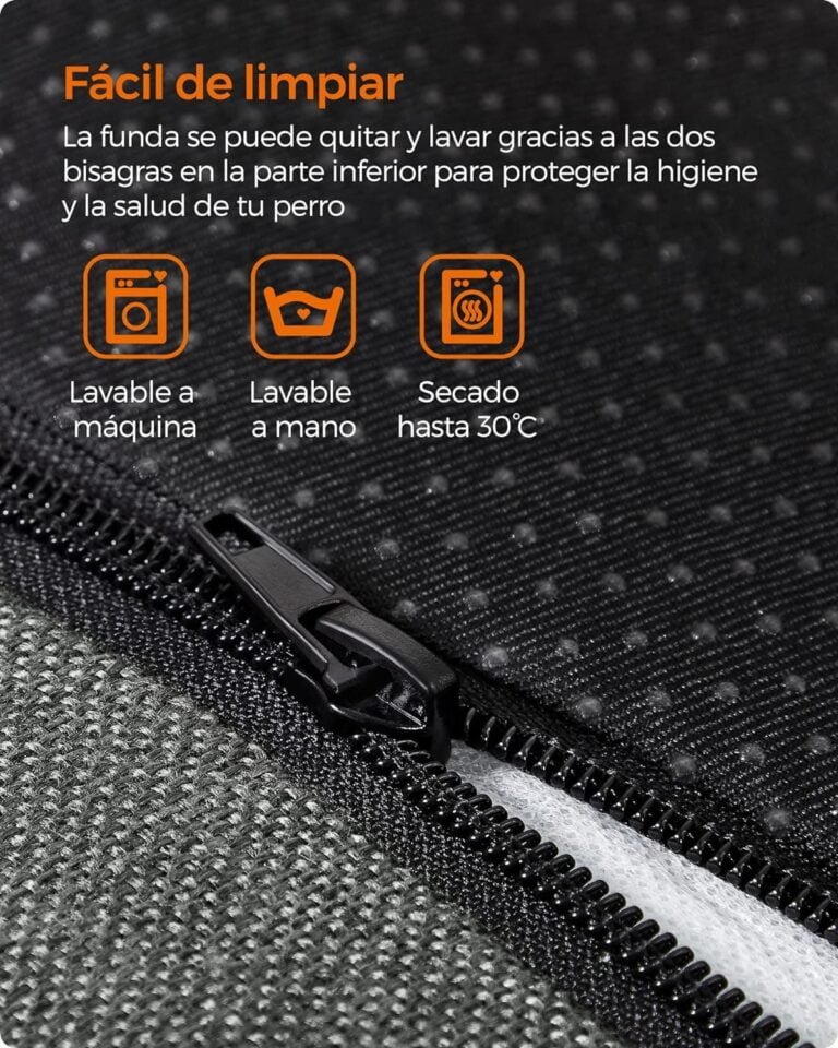 Feandrea Cama para Perros, Sofá de Lino para Mascotas, Bordes Elevados, Fondo Antideslizante, Funda Extraíble para Lavado, Tamaño M para Perros Pequeños, 70 x 55 x 21 cm, Gris Claro PGW10GG