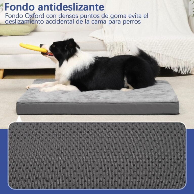 KSIIA Camas Perro Ortopédica Grande, 90x55cm, Cama para Perros L, Colchon Cojín Colchoneta Perro Desenfundable, Cama Mascota Lavable a Máquina Relleno Grueso Fondo Antideslizante Dog Bed, Gris Oscuro