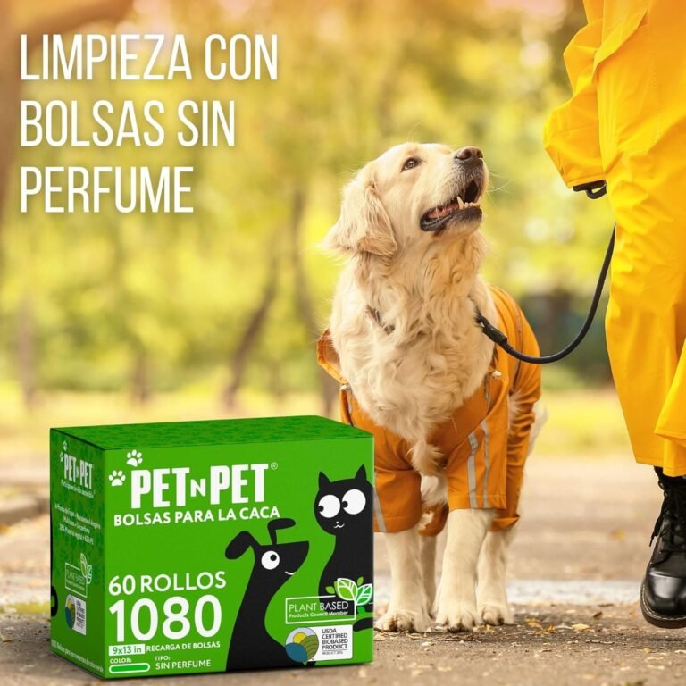 PET N PET Bolsa de basura y caca para perros Bolsas de base biológica con certificación del USDA al 38% 1080 Unidades 60 Rollos 9x13 pulgadas, sin perfume