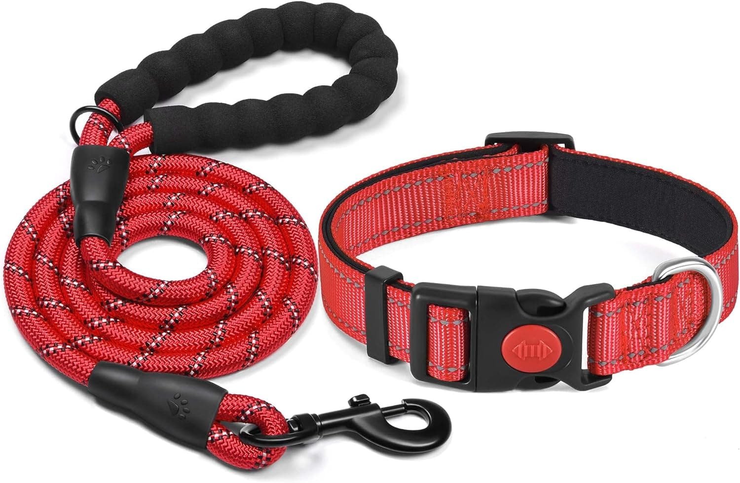 haapaw Collar de Perro Reflectante Acolchado con Neopreno Suave Collares de Perro de Nailon Ajustables Transpirables para Perros pequeños medianos Grandes