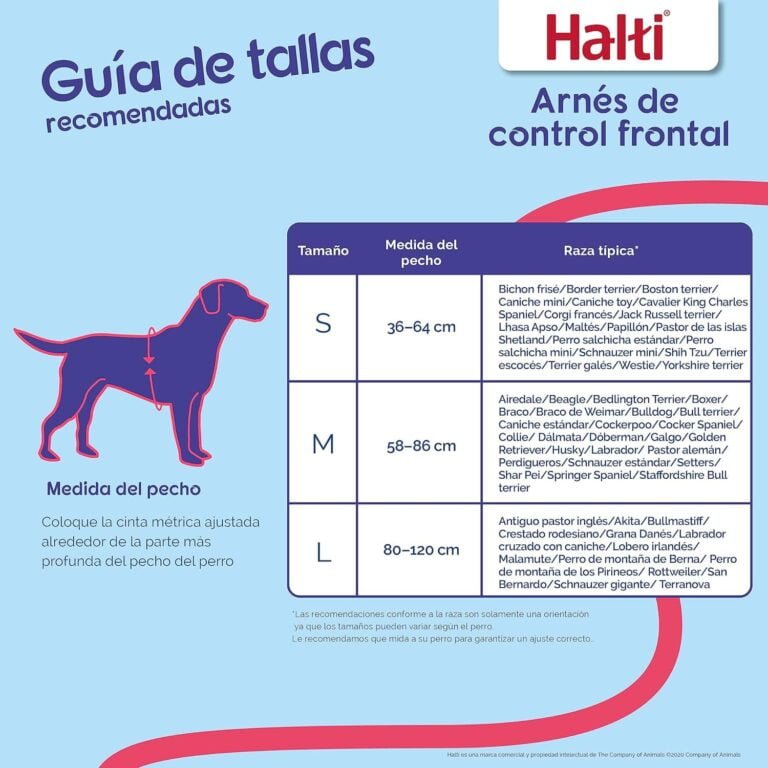 Arnés de control frontal HALTI - Para evitar que tu perro tire de la correa, Ajustable, Ligero y Fácil de Usar. Adiestramiento canino antitirones Arnés para perros medianos (Talla M)