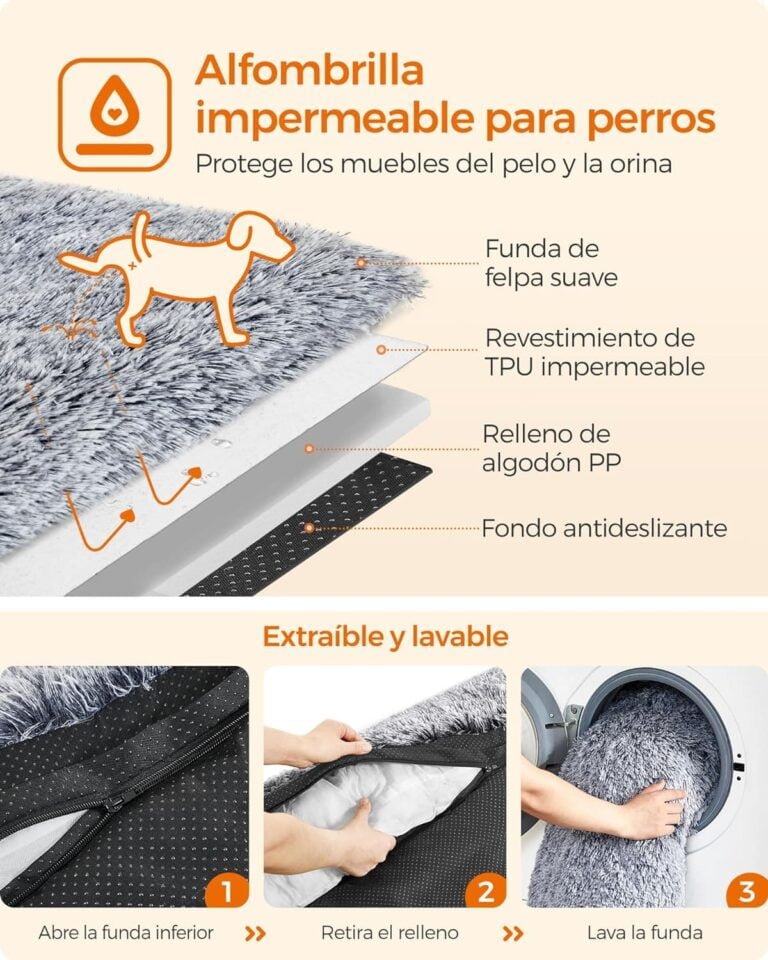 Feandrea FluffyHug Cama para Perros, Tela de Felpa, Alfombrilla, Funda Protectora para Sofá, Talla XL, para Perros Medianos y Grandes, 110 x 95 x 18 cm, Gris Ombré PGW223G01