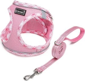 DORAMIO Arnés Perro Pequeños, Arnés Antitirones Reflectante Cómodo Transpirable Arneses Chaleco para Perros Pequeños Mediano Gatos, Cachorros (XS, Rosa)