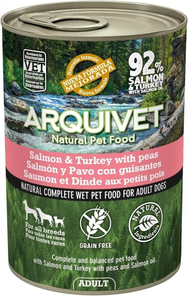 Arquivet Latas de Salmón y Pavo con Guisantes y Aceite de salmón -, 400 g (Paquete de 6)