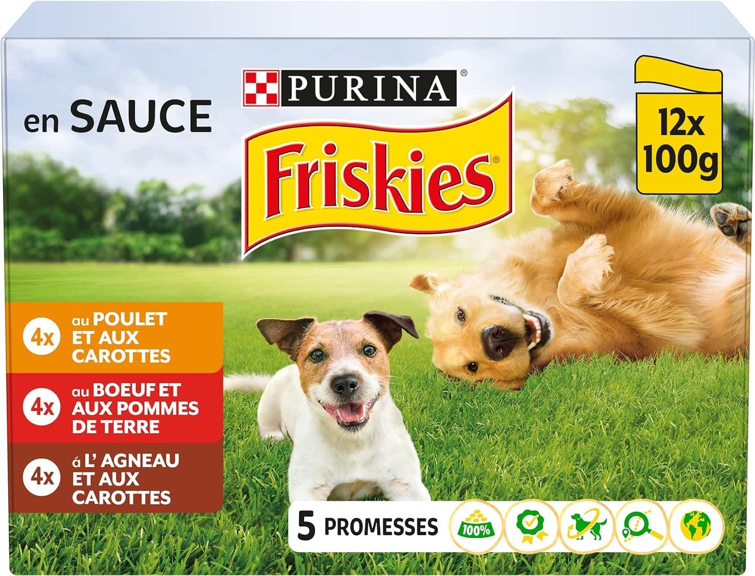 Friskies Purina Friskies Adulto con Pollo, Cordero y Buey en Salsa 12x100 g, 1200 g