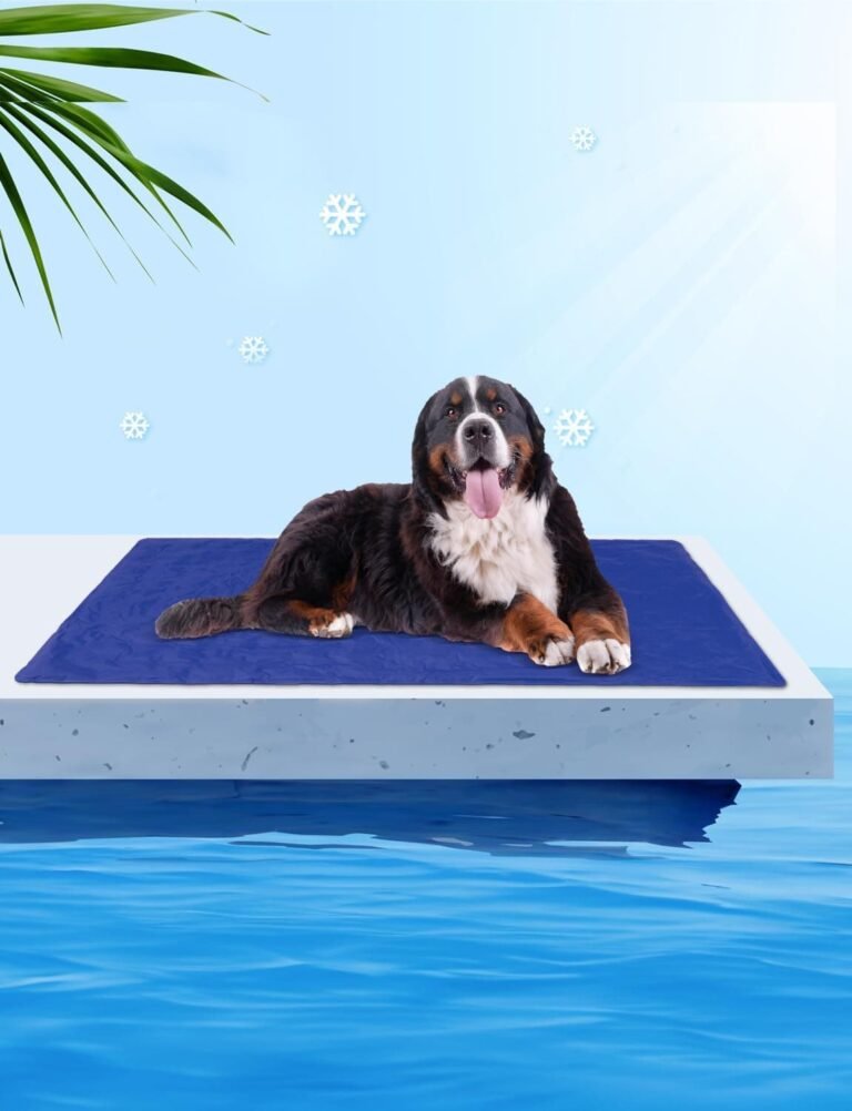 Vamcheer Alfombra Refrescante para Perro - Alfombra de enfriamiento para Mascotas, 70x120 Colchon Mascotas para Verano,Cama Perro Frio Animales Grande,Manta Refrigerante Perro, Azul Marino,XL