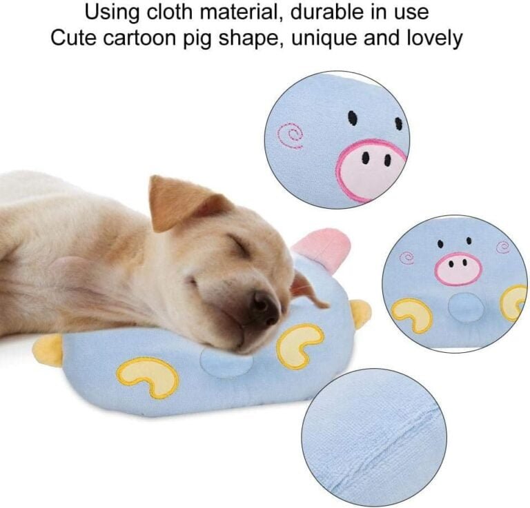 Almohada para mascotas de siesta durmiendo para perros pequeños y gatos, linda de dibujos animados de cerdo, forma de animal, almohada de dormir para gato, perro, para protección de columna cervical