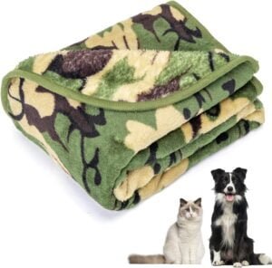 Nobleza Manta Suave de Felpa para Perros, Manta Suave y Cálida para Perros Gatos y Otras Mascotas, Lavable, Manta Cama y Sofá para Perro, Verde Camuflado 100 * 80 cm