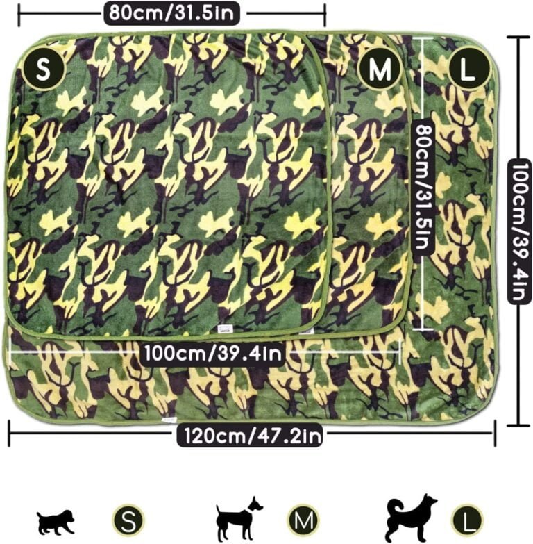 Nobleza Manta Suave de Felpa para Perros, Manta Suave y Cálida para Perros Gatos y Otras Mascotas, Lavable, Manta Cama y Sofá para Perro, Verde Camuflado 100 * 80 cm