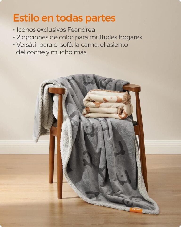 Feandrea Manta Impermeable para Perros, Vellón y Franela, para Perros Extras Grandes, Humanos, Gatos, 229 x 203 cm, XXXL, Reversible, Protección para Sofá, Cama, Lavable a Máquina, Gris PPB090G01