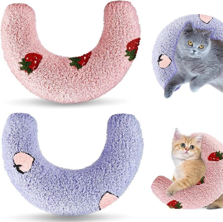 STSAIL 2 almohadas calmantes para perros, cojín cervical para gatos o perros pequeños, medio donut gatos y perros de hierba gatera para dormir, descansar, jugar