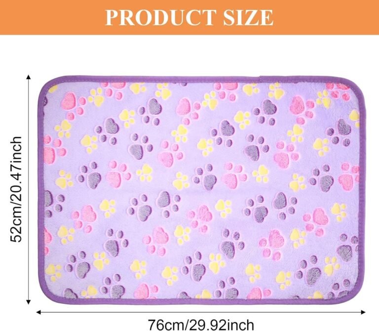 Tatuo 4 Mantas de Cachorro Perro Manta de Polar con Estampado de Huellas para Mascota Alfombrilla para Dormir Cálida de Gato Estera Caliente Suave de Cachorro Gato (Blanco, Café, Rosa, Morado, M)