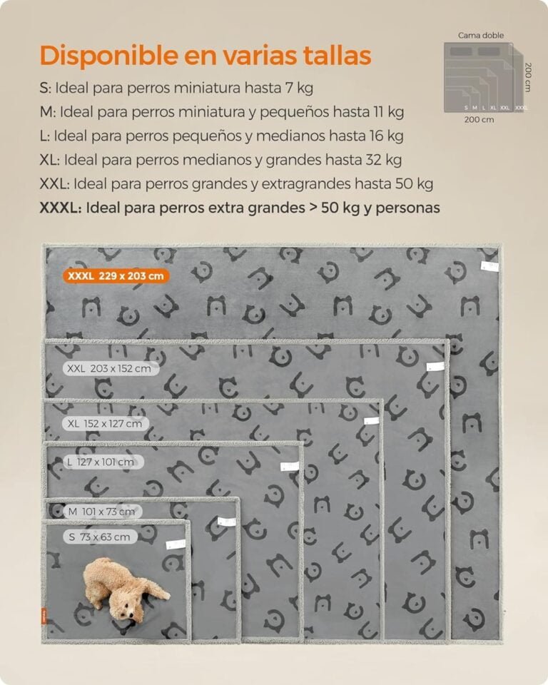 Feandrea Manta Impermeable para Perros, Vellón y Franela, para Perros Extras Grandes, Humanos, Gatos, 229 x 203 cm, XXXL, Reversible, Protección para Sofá, Cama, Lavable a Máquina, Gris PPB090G01