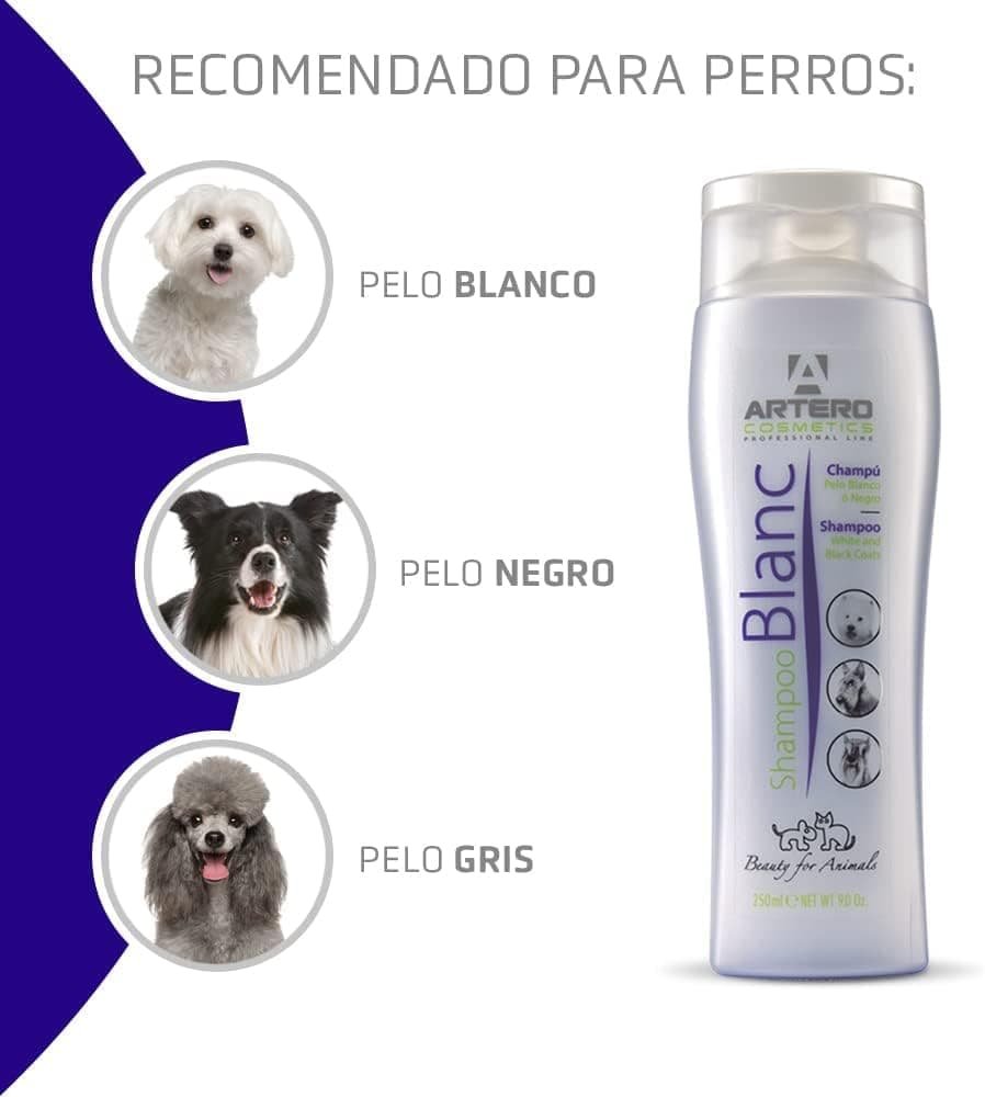 Artero Blanc, Champú para Perros de Pelo Blanco o Negro. (250 ml)