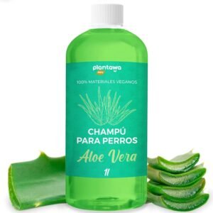 PLANTAWA Champú para Perros Aloe Vera 1L | Champu Perro para Pieles Sensibles y Dermatitis | Acción Anti Irritaciones Sin alérgenos, Sin parabenos, 100% Vegano con Extractos Naturales