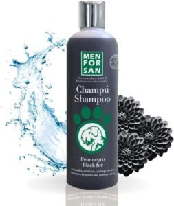 MENFORSAN Champú Pelo Negro para Perros | Intensificador del color | Aporta Brillo | Elimina Tonos Anaranjados | Hidratación Profunda | 300 ml