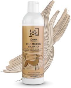 LOTI LOTA Champú Perros Pelo Marron 500 ml - Intensificador del Color - Brillo y Limpieza de Manera Natural - pH Neutro - Apto Uso frecuente