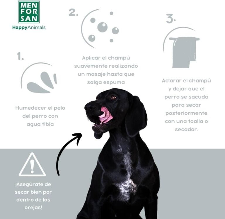 MENFORSAN Champú Pelo Negro para Perros | Intensificador del color | Aporta Brillo | Elimina Tonos Anaranjados | Hidratación Profunda | 300 ml