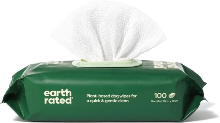 Earth Rated - Toallitas húmedas para perros a base de plantas, Toallitas húmedas de limpieza y control de olores para patas, cuerpo y trasero de cachorros y perros adultos - Sin aroma - 100 unidades