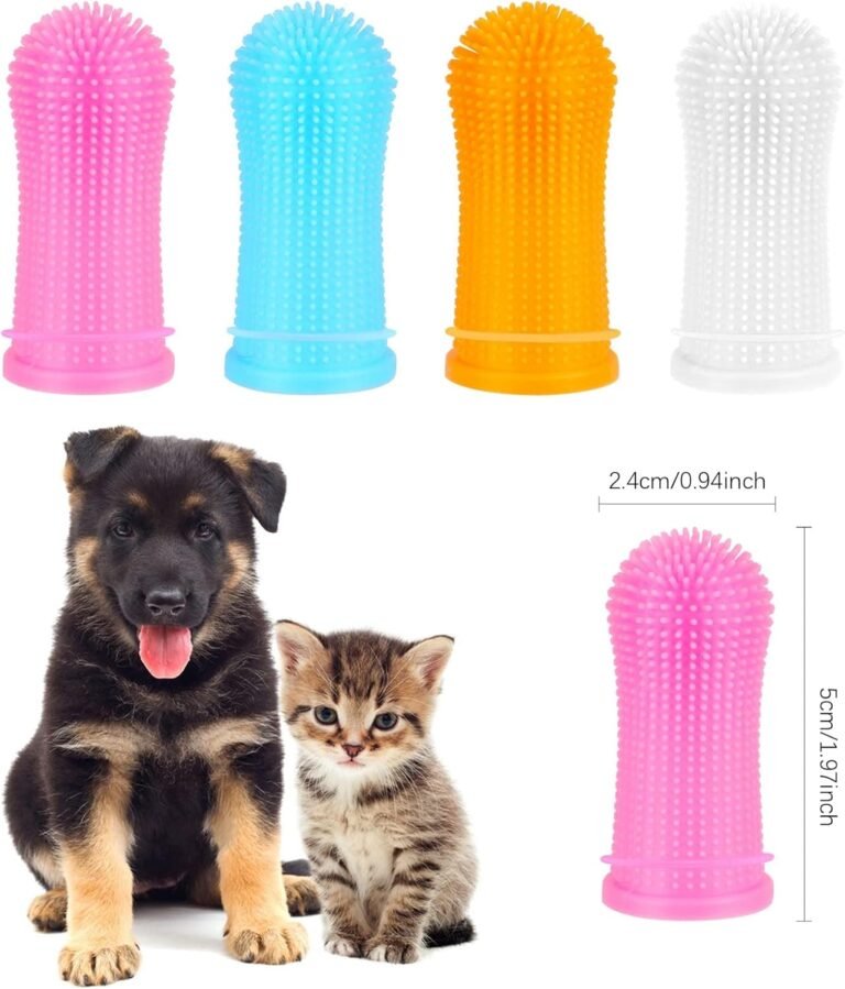 4 Piezas Cepillo de Dientes para Perros, Cepillo Dientes para Mascotas, Silicona Dog Toothbrush, Reutilizable Utilizando Cajas Almacenamiento, Cuidado Dental para Perros, Gatos y Cachorros (4 Colores)