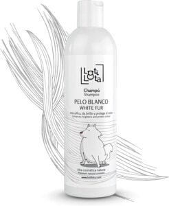 LOTI LOTA Champú Perros Pelo Blanco 500 ml - Intensificador del Color - Brillo y Limpieza - pH Adaptado - Apto Uso frecuente