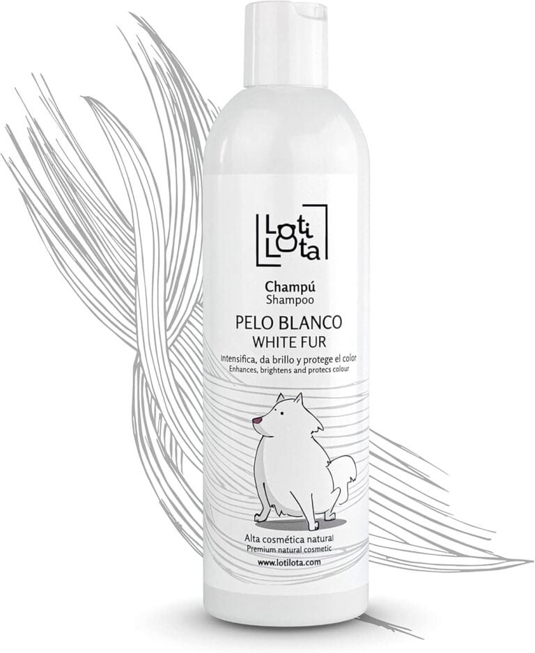 LOTI LOTA Champú Perros Pelo Blanco 500 ml - Intensificador del Color - Brillo y Limpieza - pH Adaptado - Apto Uso frecuente