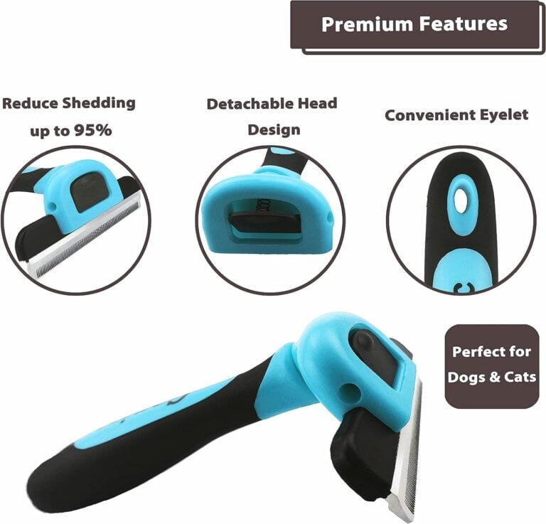 Gonicc Peine para Perros y Gatos Cepillo para deshedding Cuidado, Cepillo de Aseo para Perros Pequeños, Medianos y Grandes + Gatos con Pelaje Corto a Largo