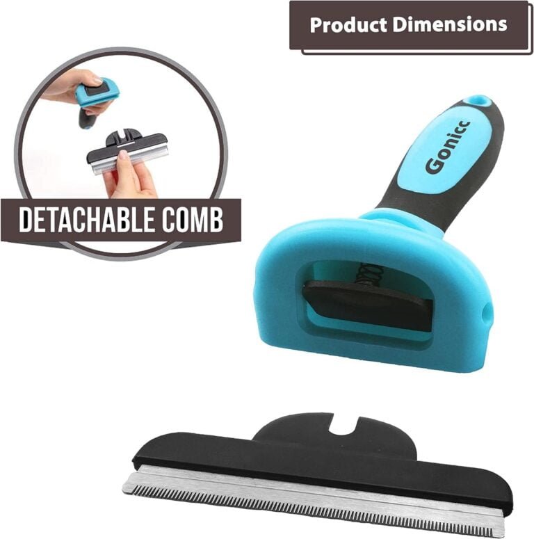 Gonicc Peine para Perros y Gatos Cepillo para deshedding Cuidado, Cepillo de Aseo para Perros Pequeños, Medianos y Grandes + Gatos con Pelaje Corto a Largo