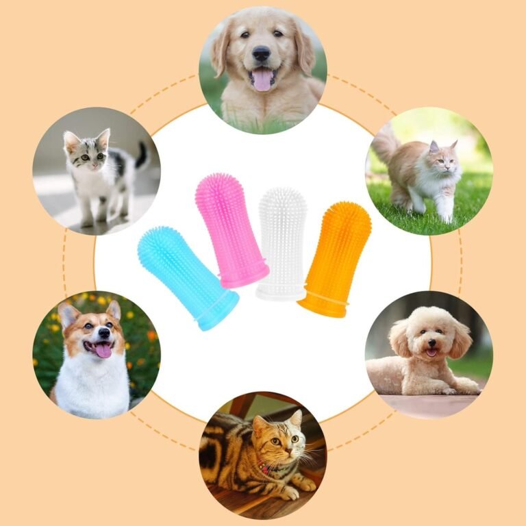 4 Piezas Cepillo de Dientes para Perros, Cepillo Dientes para Mascotas, Silicona Dog Toothbrush, Reutilizable Utilizando Cajas Almacenamiento, Cuidado Dental para Perros, Gatos y Cachorros (4 Colores)