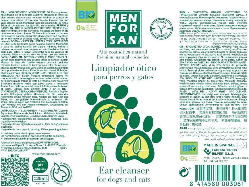 MENFORSAN Limpiador para Orejas de Perros Y Gatos - 125 ML