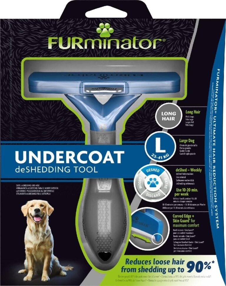 FURminator deShedding, Tool para perros grandes de pelo largo, Cepillo talla L para eliminar el pelo suelto, Diseño mejorado