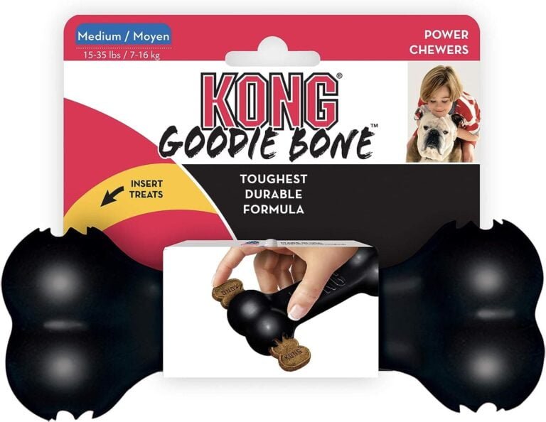 KONG - Extreme Goodie Bone - Hueso para Perro de Caucho, mandíbulas potentes, Negro - para Perros Medianos