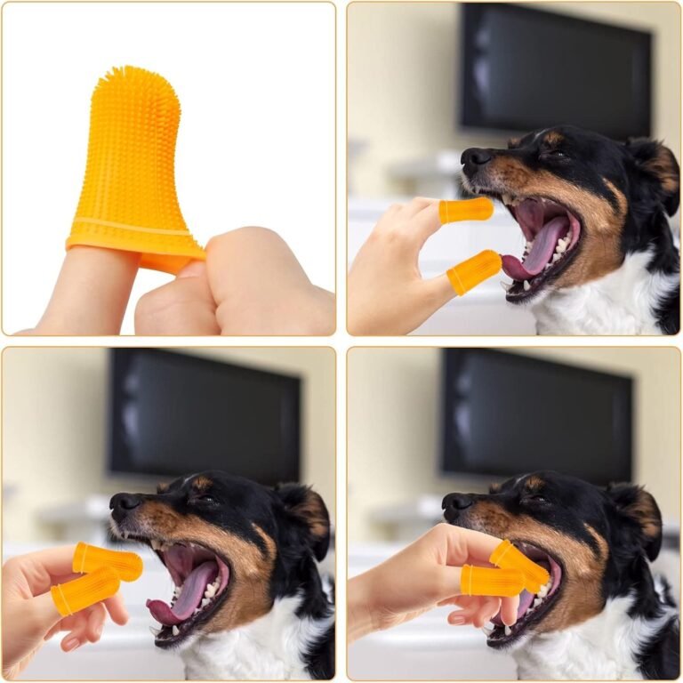 4 Piezas Cepillo de Dientes para Perros, Cepillo Dientes para Mascotas, Silicona Dog Toothbrush, Reutilizable Utilizando Cajas Almacenamiento, Cuidado Dental para Perros, Gatos y Cachorros (4 Colores)