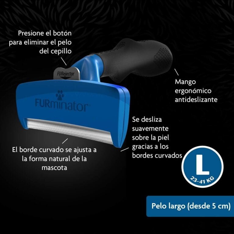 FURminator deShedding, Tool para perros grandes de pelo largo, Cepillo talla L para eliminar el pelo suelto, Diseño mejorado