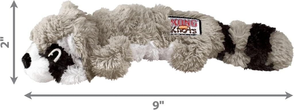 KONG - Scrunch Knots Raccoon - Juguete con cuerdas internas antirrotura - Para Perros de Raza Pequeña/Mediana