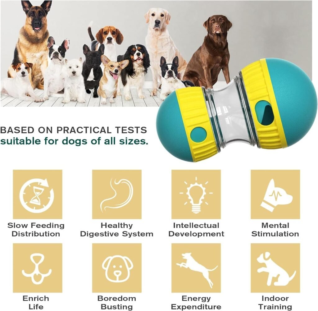 FOSTBEEN Juguete interactivo para perros, juguete indestructible para cachorros, comedero, dispensador de golosinas, dispensador de comida para perros, alimentación lenta para razas grandes y medianas