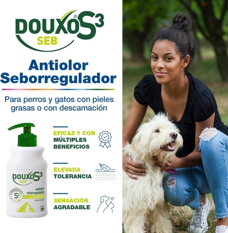 DOUXO S3 Seb Champú para Perros y Gatos - Pieles grasas o con descamación - Antiolor - Seborregulador - Fragancia hipoalergénica - 200ml