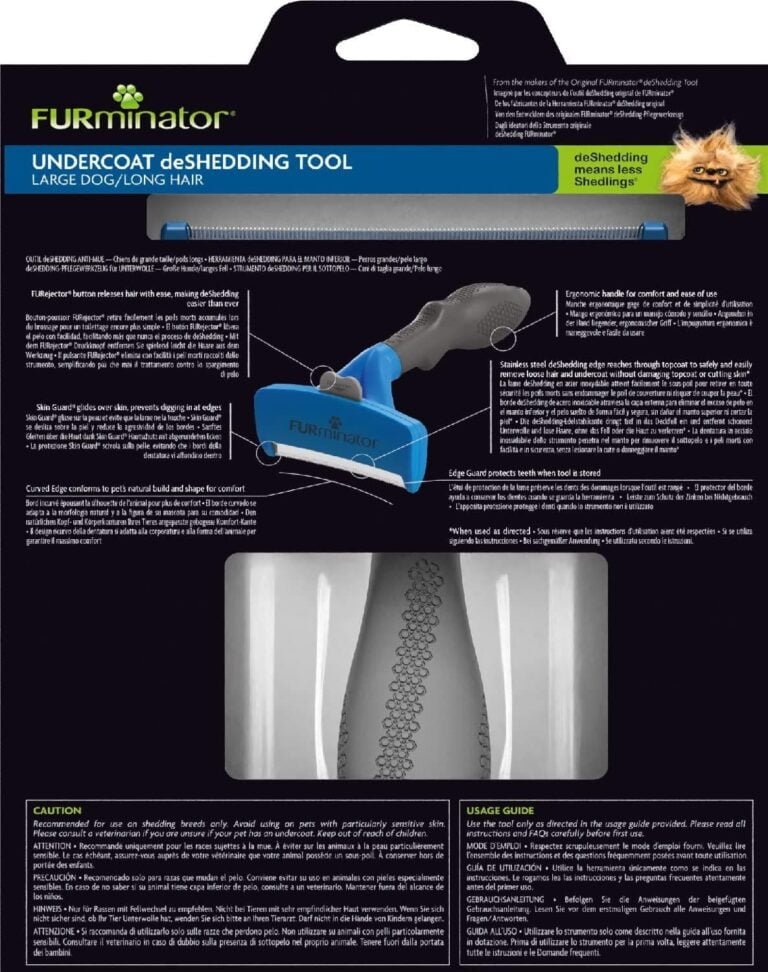 FURminator deShedding, Tool para perros grandes de pelo largo, Cepillo talla L para eliminar el pelo suelto, Diseño mejorado