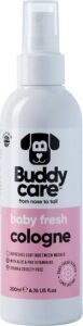 Buddycare Colonia para perros - Baby Fresh - Colonia para perros con aroma delicado y empolvado - Refresca entre lavados para perros 200 ml (paquete de 1)