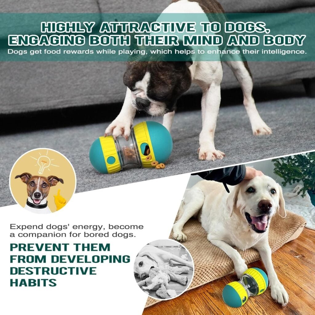 FOSTBEEN Juguete interactivo para perros, juguete indestructible para cachorros, comedero, dispensador de golosinas, dispensador de comida para perros, alimentación lenta para razas grandes y medianas