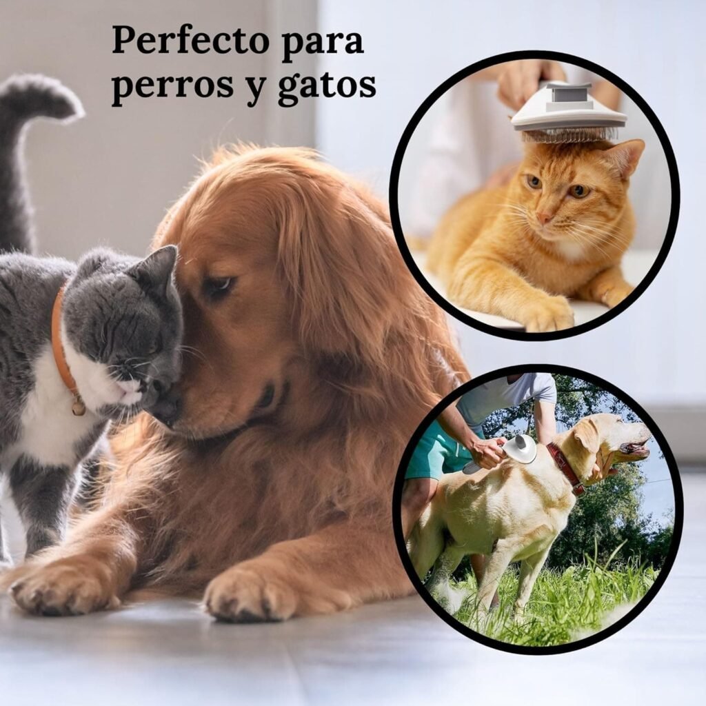 Cepillo para Perros y Gatos Autolimpiante, Quitapelos Mascotas, Peine Perro Gato Pelo Corto y Largo, Recoge Pelos mascotas, Deslanador