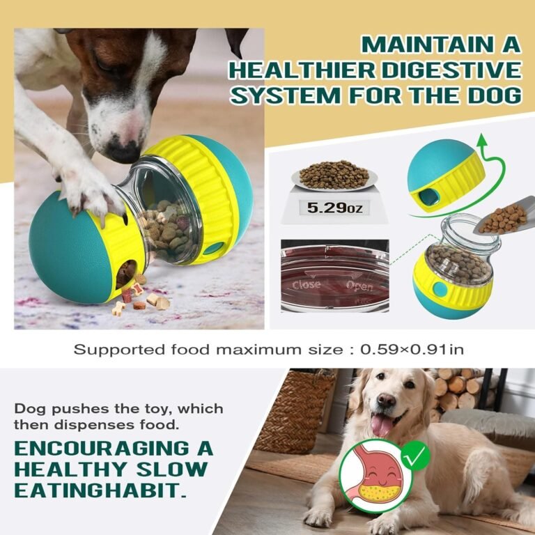 FOSTBEEN Juguete interactivo para perros, juguete indestructible para cachorros, comedero, dispensador de golosinas, dispensador de comida para perros, alimentación lenta para razas grandes y medianas