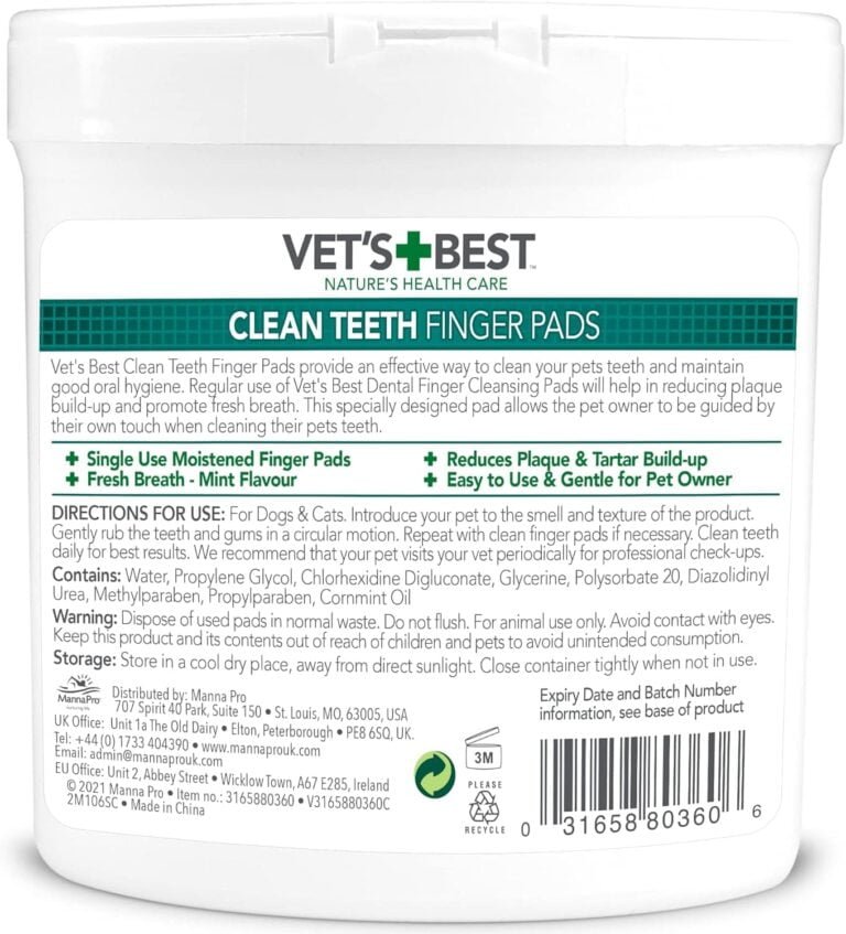 Vet's Best Almohadillas de Limpieza de Dientes Naturales para Perros 50 Unidades 160 g