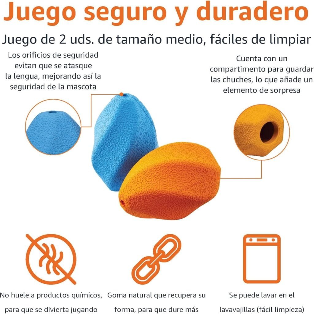 Amazon Basics - Juguete para perro, dispensador de comida, masticable, juego de 2, tamaño medio, Multicolor