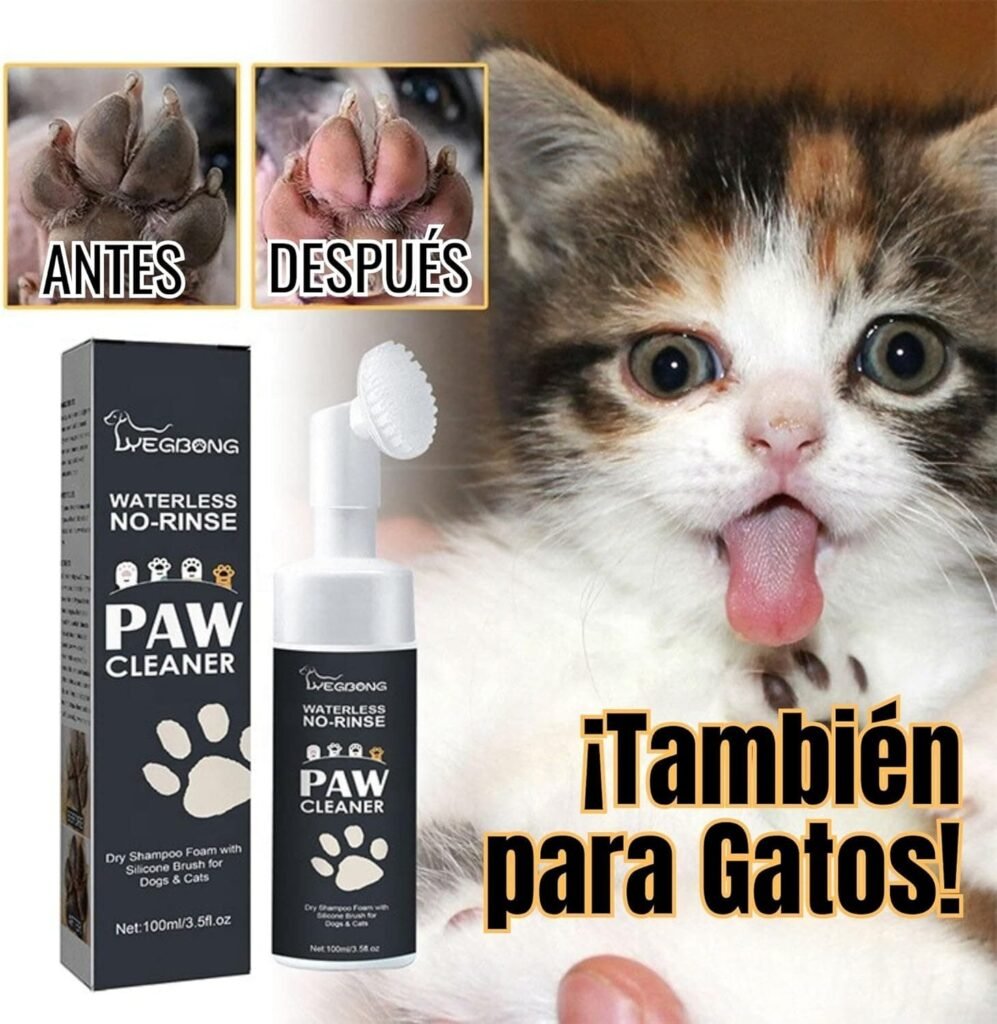 Limpiador patas perro, almohadillas perro, Cepillo con Espuma de Lavado en Seco, no necesita Agua ni Enjuague, Elimina Suciedad y Bacterias, Ecológico, Limpia Patas Perro