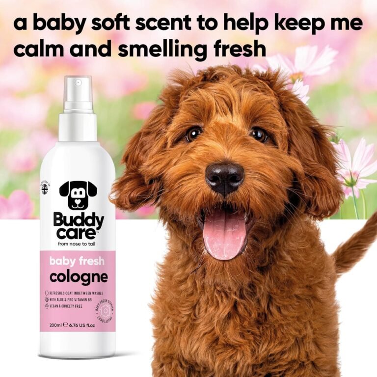 Buddycare Colonia para perros - Baby Fresh - Colonia para perros con aroma delicado y empolvado - Refresca entre lavados para perros 200 ml (paquete de 1)