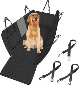 4 en 1 Funda Coche Perros Asiento Trasero, Cubre Asientos con Ventana Protector Lateral, Impermeable Antideslizante, SUV, Camiones (137 x 147 cm)